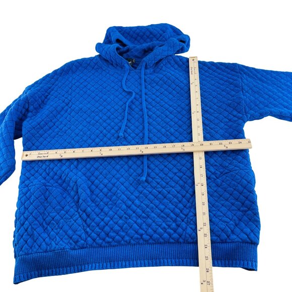 Tony Lambert XL Blue Quilted Cotton Hoodie Sweatshirt Unisex - Picture 3 of 4